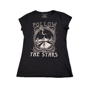 Wound Up Follow The Stars Graphic Tee XL Black Desert Moon Western Boho Shirt